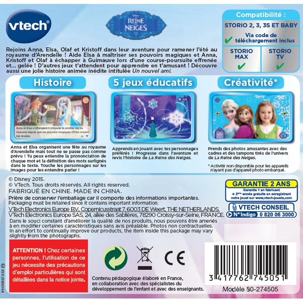 La Reine Des Neiges - Cartouche De Jeu Storio 2 La Reine Des Neiges - Cartouche De Jeu Storio – Image 2