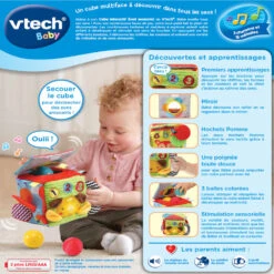 VTECH BABY Cube Interactif éveil Sensoriel -Célèbre Jouets Magasin 528205 Cube interactif C3A9veil sensoriel dos