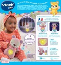 VTECH BABY Mon Ourson Lumi Dodo Rose -Célèbre Jouets Magasin 539855 dos boC3AEte