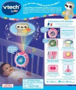 VTECH BABY Lumi Veilleuse Nuit Enchantée Rose -Célèbre Jouets Magasin 540355 dos boC3AEte