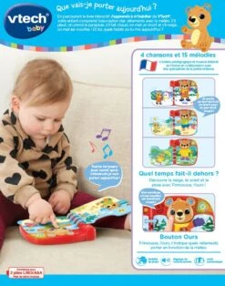 VTECH BABY Livre Interactif - J'apprends à M'habiller -Célèbre Jouets Magasin 558305 dos boC3AEte