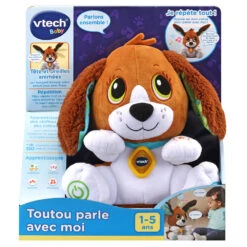 VTECH BABY Toutou Parle Avec Moi - Chien Peluche Interactif 12 VTECH BABY Toutou Parle Avec Moi - Chien Peluche Interactif -Célèbre Jouets Magasin 610105 Toutou parle avec moi boite