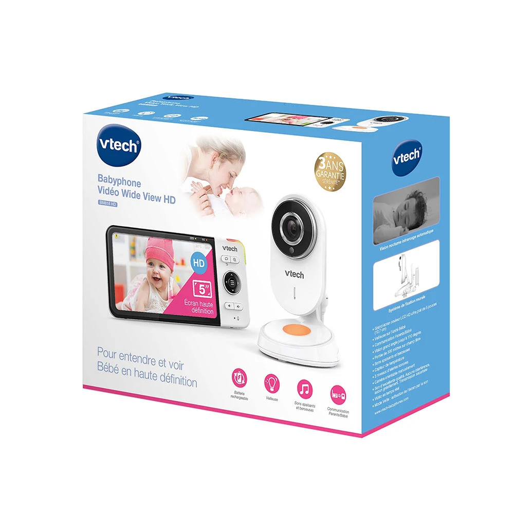 Babyphone Vidéo Wide View HD - BM818 - (écran 5 Ultra Plat HD - Veilleuse) 8 Babyphone Vidéo Wide View HD - BM818 - (écran 5 Ultra Plat HD - Veilleuse) – Image 8