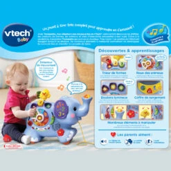 VTECH BABY Trompette, Mon éléphant Des Découvertes -Célèbre Jouets Magasin 80 505805 Trompette mon C3A9lC3A9phant des dC3A9couvertes dos