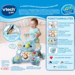 VTECH BABY Éléphanteau Trottino - Trotteur Bébé 11 VTECH BABY Éléphanteau Trottino - Trotteur Bébé -Célèbre Jouets Magasin 80 523005 Elephanteau Trottino dos