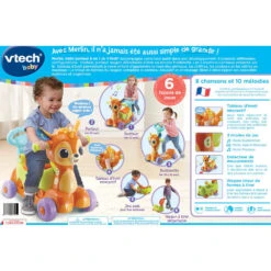 VTECH BABY Merlin, Trotti Porteur 6 En 1 -Célèbre Jouets Magasin 80 527705 dos boite
