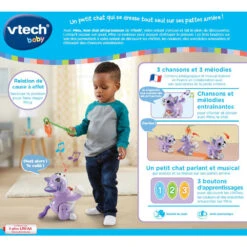 VTECH BABY Mina, Mon Chat Attrap'poisson - Chat Interactif -Célèbre Jouets Magasin 80 539205 dos boite