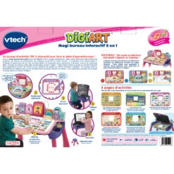 VTech Magi Bureau Interactif 5 En 1 Rose -Célèbre Jouets Magasin 80 540955 dos boite