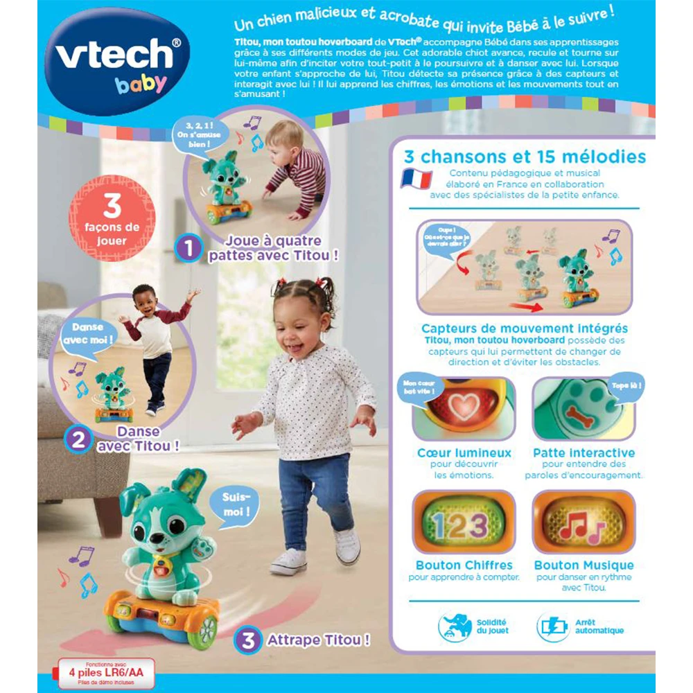 VTECH BABY Titou, Mon Toutou Hoverboard - P'tits Loulous 7 VTECH BABY Titou, Mon Toutou Hoverboard - P'tits Loulous – Image 7