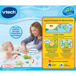 VTECH BABY Maman Tortue Et Son Bébé Nageur - Jouet De Bain -Célèbre Jouets Magasin 80 547905 dos boite