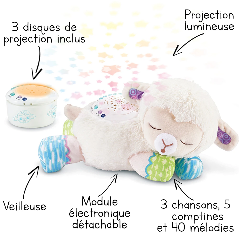 VTECH BABY Manon, Lumi Mouton Nuit étoilée 3 En 1 - Veilleuse En Peluche 2 VTECH BABY Manon, Lumi Mouton Nuit étoilée 3 En 1 - Veilleuse En Peluche – Image 2