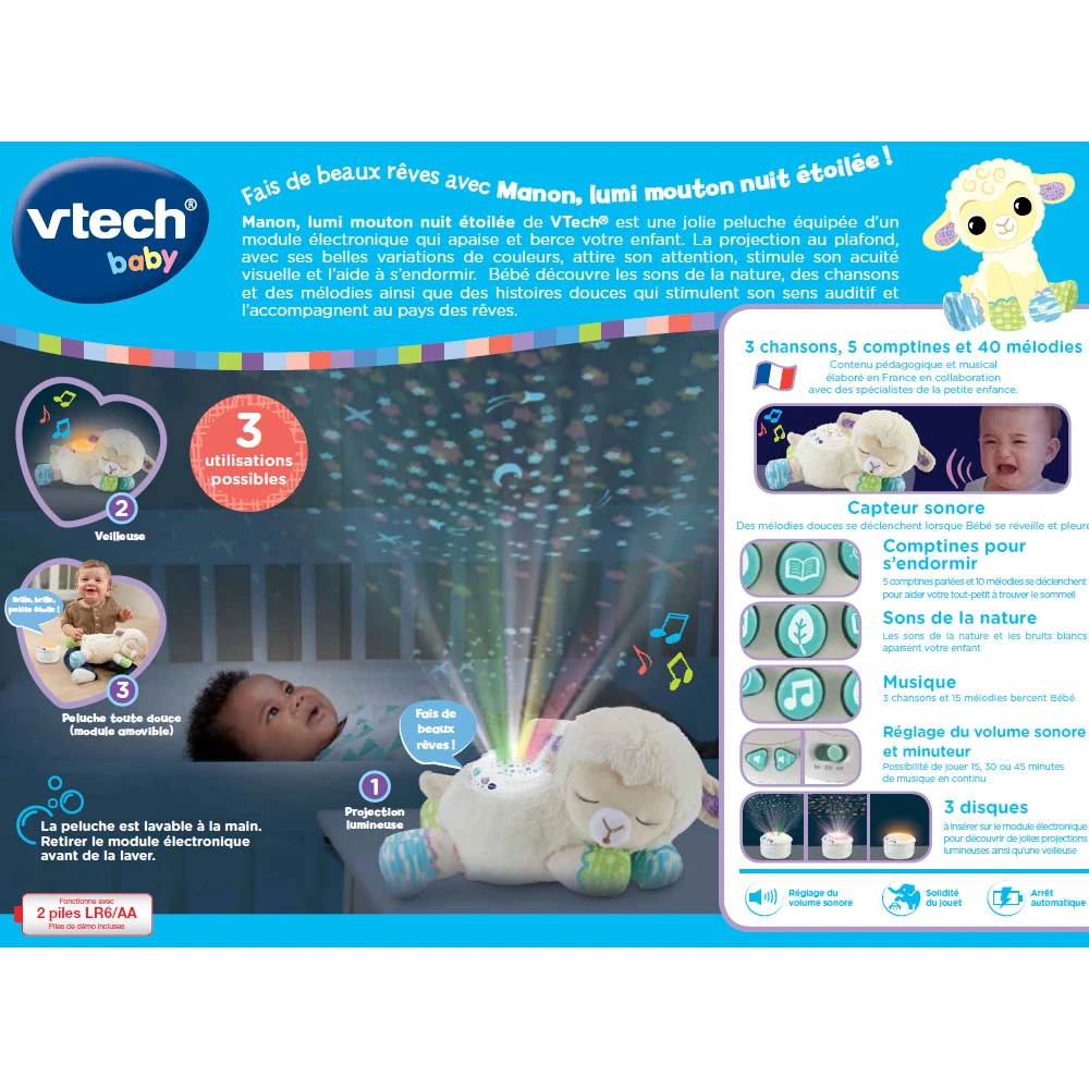 VTECH BABY Manon, Lumi Mouton Nuit étoilée 3 En 1 - Veilleuse En Peluche 9 VTECH BABY Manon, Lumi Mouton Nuit étoilée 3 En 1 - Veilleuse En Peluche – Image 9