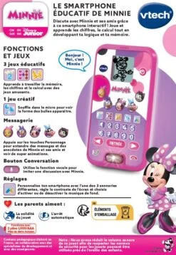 VTech Le Smartphone éducatif De Minnie 11 VTech Le Smartphone éducatif De Minnie -Célèbre Jouets Magasin 80 562005 dos boite