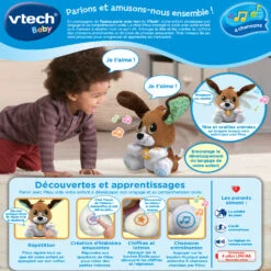 VTECH BABY Toutou Parle Avec Moi - Chien Peluche Interactif 9 VTECH BABY Toutou Parle Avec Moi - Chien Peluche Interactif -Célèbre Jouets Magasin 80 610105 Toutou parle avec moi dos