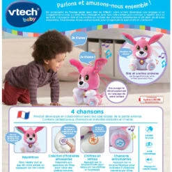 VTECH BABY Toutou Parle Avec Moi Rose - Peluche Interactive 13 VTECH BABY Toutou Parle Avec Moi Rose - Peluche Interactive -Célèbre Jouets Magasin 80 610155 dos boite