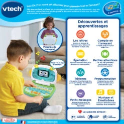 VTech Clic, Mon Ami L'ordi Bleu / Vert 13 VTech Clic, Mon Ami L'ordi Bleu / Vert -Célèbre Jouets Magasin 80 615105 dos boite