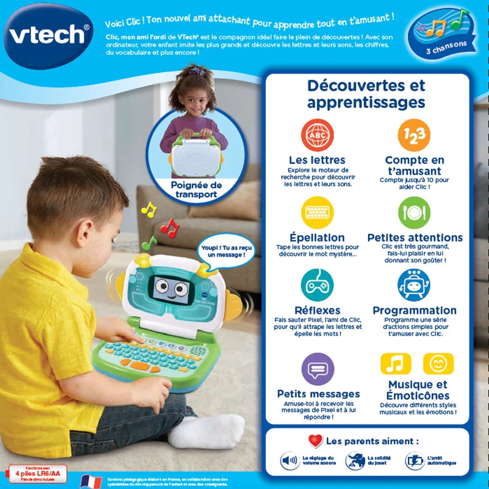 VTech Clic, Mon Ami L'ordi Bleu / Vert 7 VTech Clic, Mon Ami L'ordi Bleu / Vert – Image 7