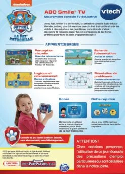 VTech Pat' Patrouille - ABC Smile TV 11 VTech Pat' Patrouille - ABC Smile TV -Célèbre Jouets Magasin 80 616005 dos boite